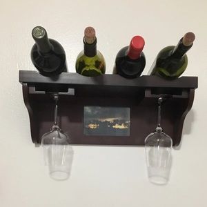 NIB Dark walnut wine rack